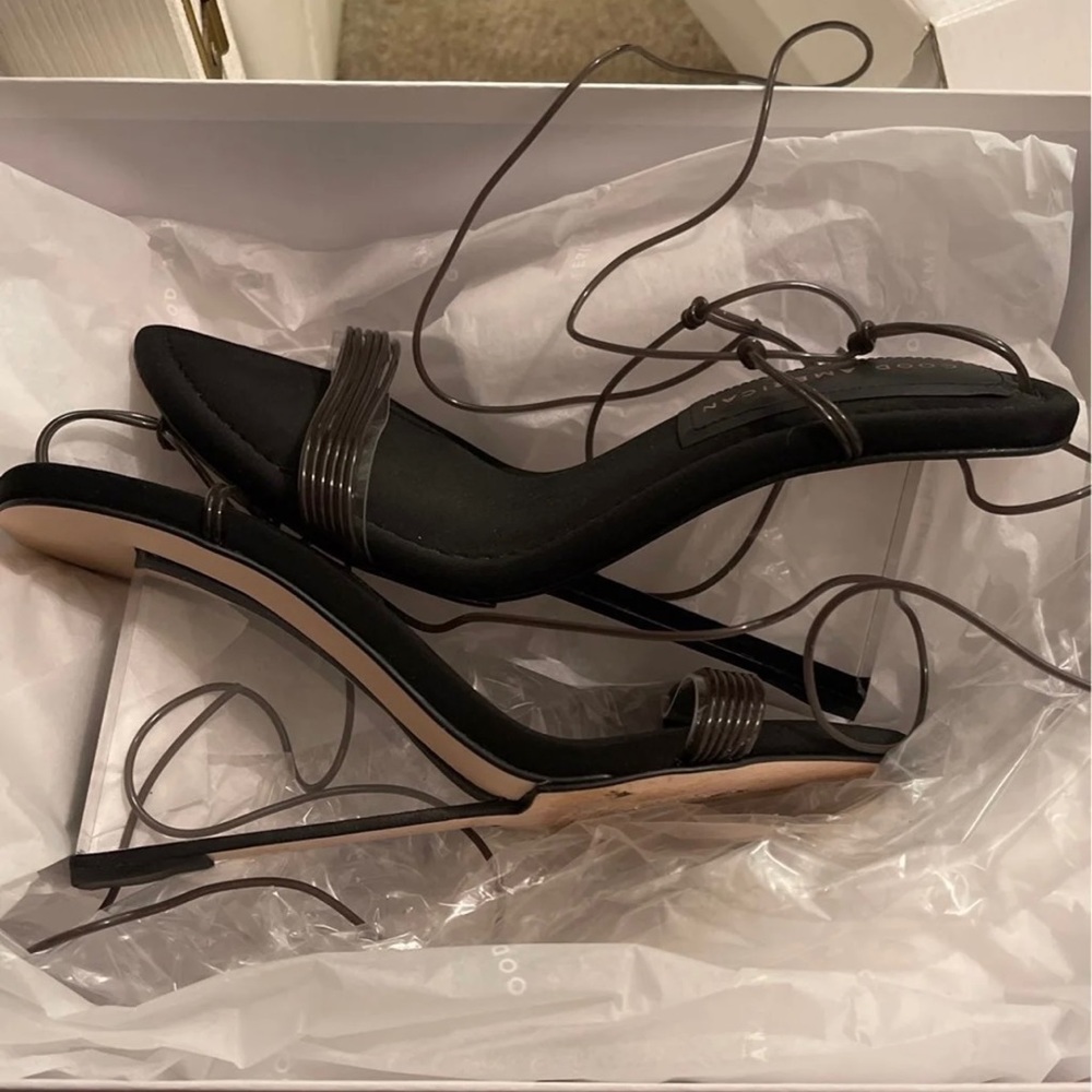 Good American Cinder-f*cking rella Wedge Black size 5 - Picture 3 of 8